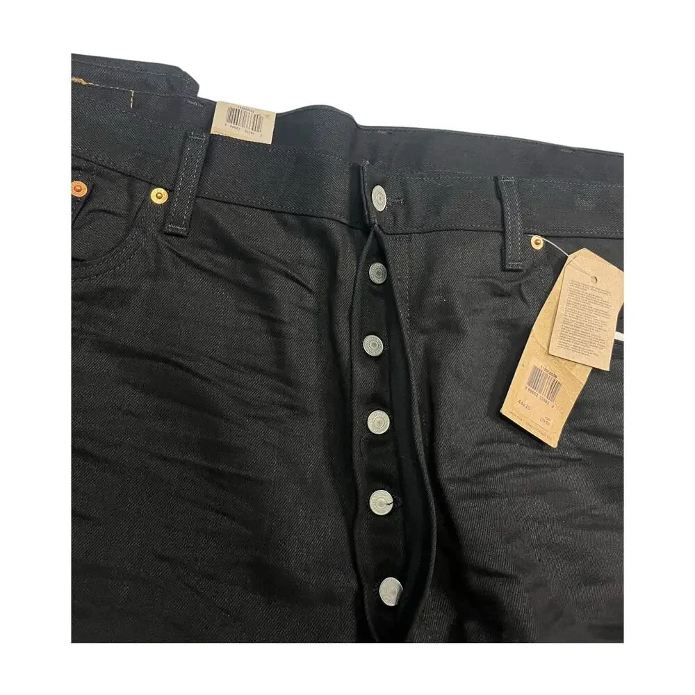 Levis 501 Original Jeans Mens 44x30 Black Straight Leg Button Fly Denim Classic